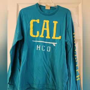 Hollister Men's CAL Teal Long Sleeve Shirt, XL